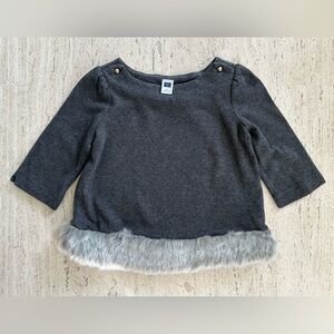 Janie and Jack Smocked Top with Faux Fur Trim, Size 4